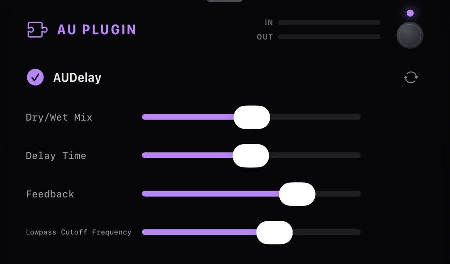 An Audio Unit plugin hosted inside a NAMper block
